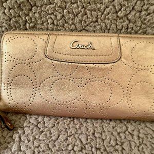 Gold Coach Signature Embossed Large Wallet
